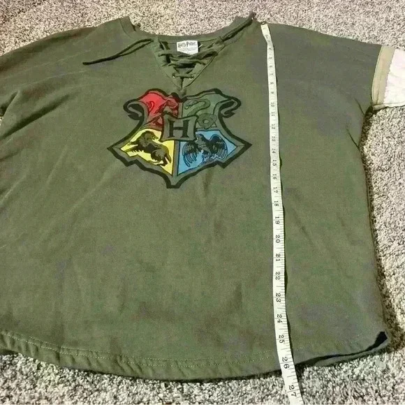 Hogwarts Womens Shirt Long Sleeve Lace Up Size S Green Harry Potter - Picture 4 of 6